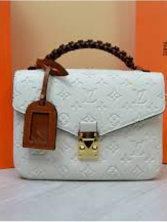 Source Unknown Handbags - ‼️WOW‼️Source Unknown White Embossed Monogram bag with Brown Wrapped Handle‼️